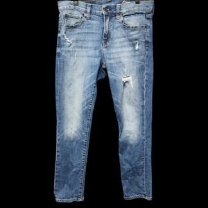 Gap 1969 Jeans Womens 28R Girlfriend Mid Vintage Ankle Distressed Medium Indigo